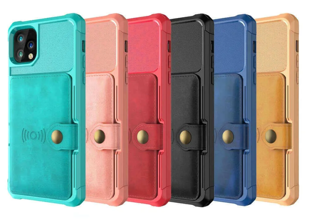 360 Protection Magnetic Leather Wallet Armor Case for iPhone