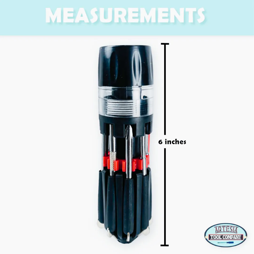 8 In 1 Multipurpose 6" Flashlight & Screwdrivers  - PS-02511