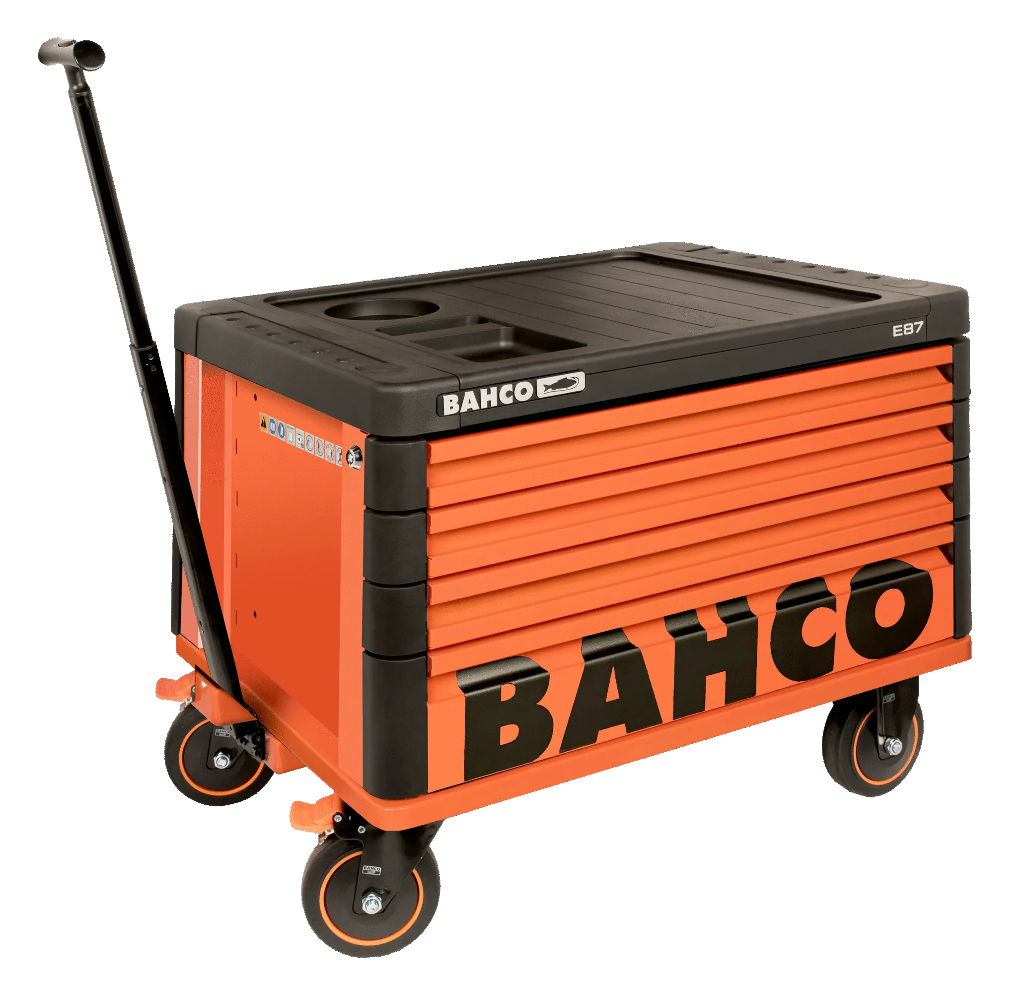 Bahco 1487K4W Premium E87 Orange 4 Drawer Top Chest/Tool Box on Wheels