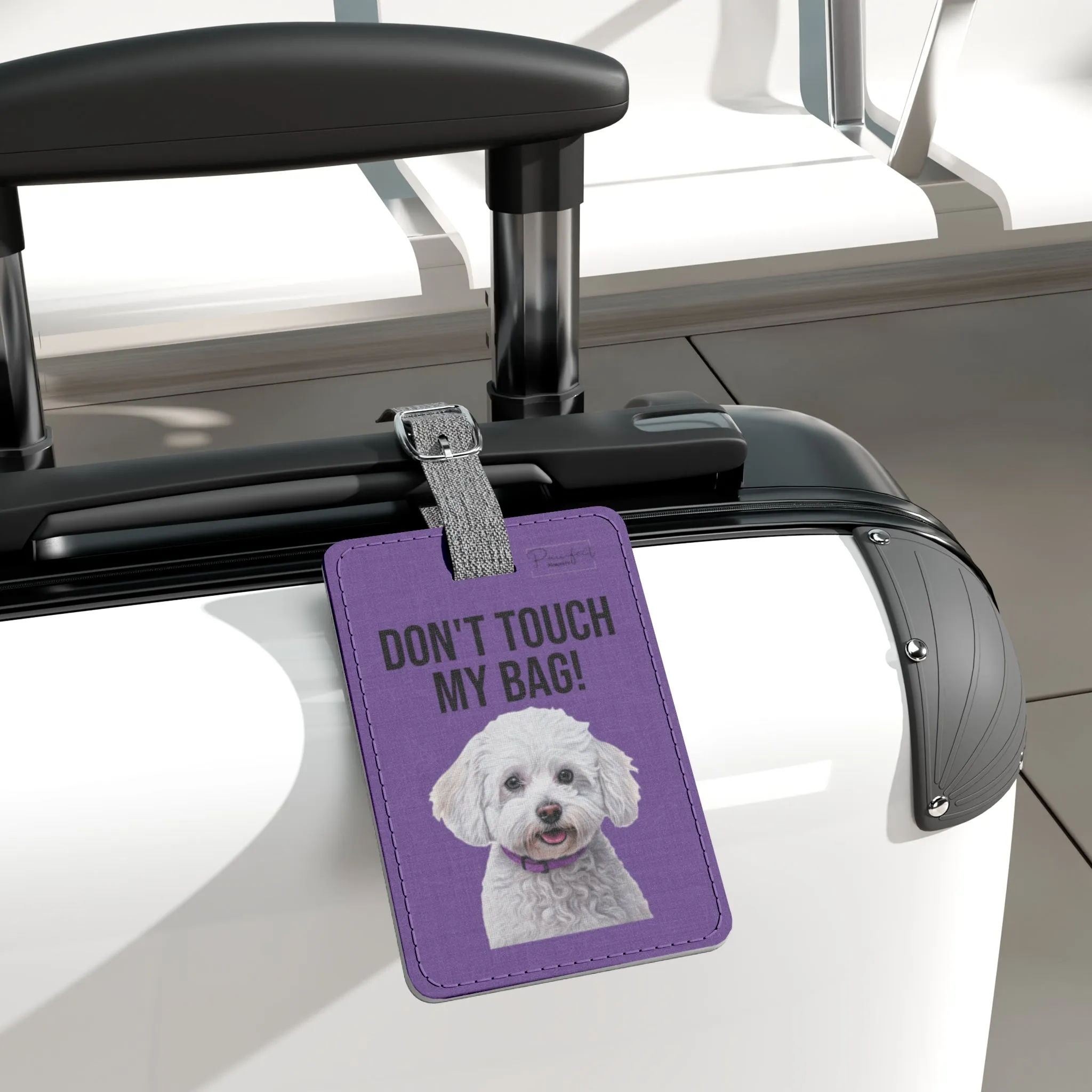Bichon Frisé Saffiano Polyester Luggage Tag (scratch- and water-resistant)
