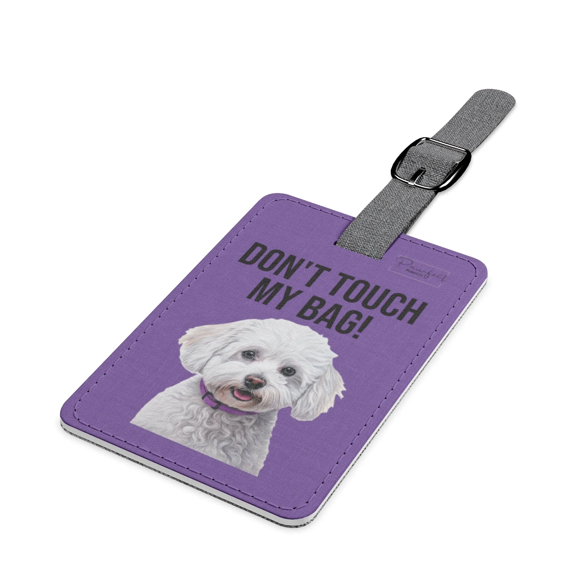 Bichon Frisé Saffiano Polyester Luggage Tag (scratch- and water-resistant)