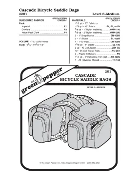 Cascade Bicycle Saddlebags Sewing Pattern (Sold per Each)