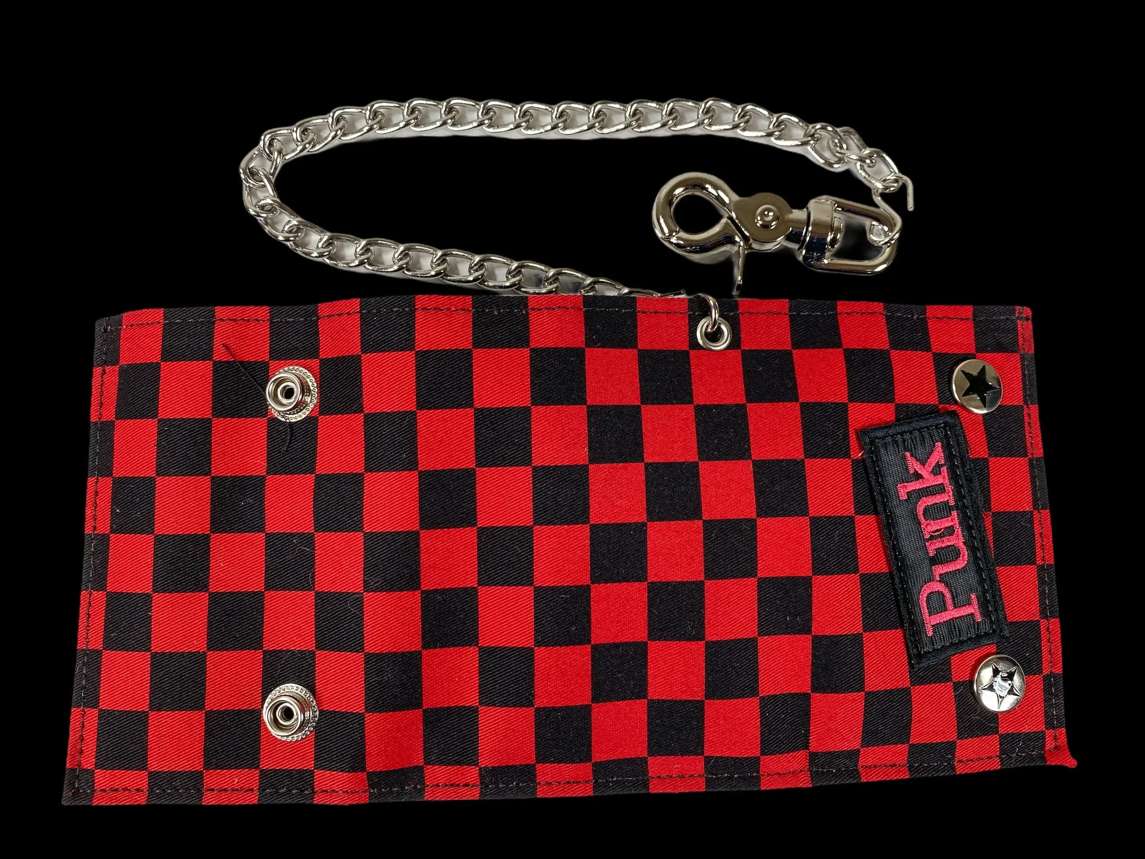 Checkered Wallet
Patch-Rebel, Union Jack Or Punk
Leather Back