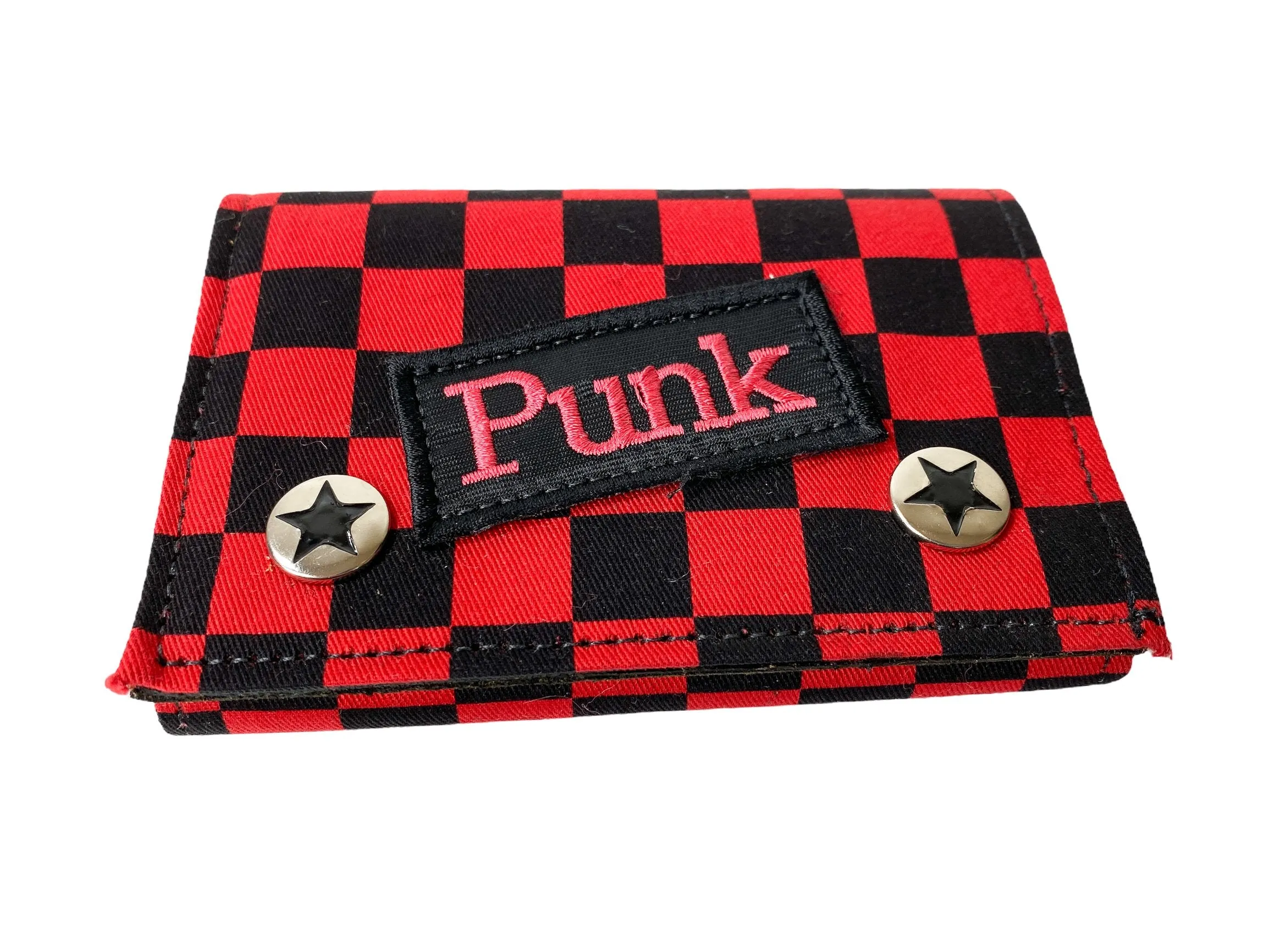 Checkered Wallet
Patch-Rebel, Union Jack Or Punk
Leather Back