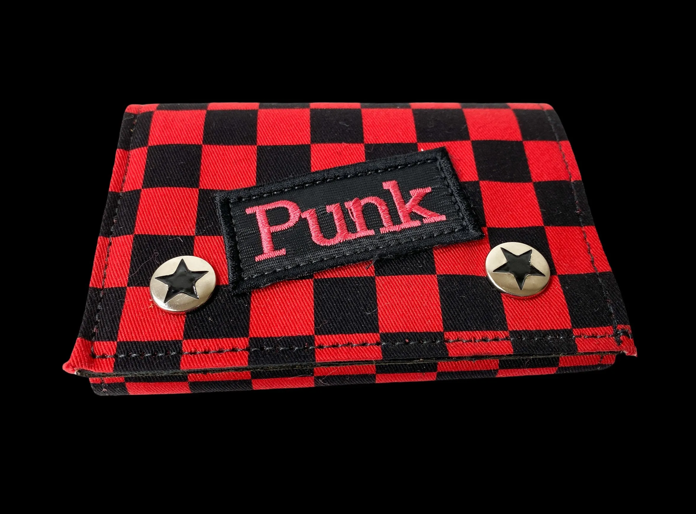 Checkered Wallet
Patch-Rebel, Union Jack Or Punk
Leather Back