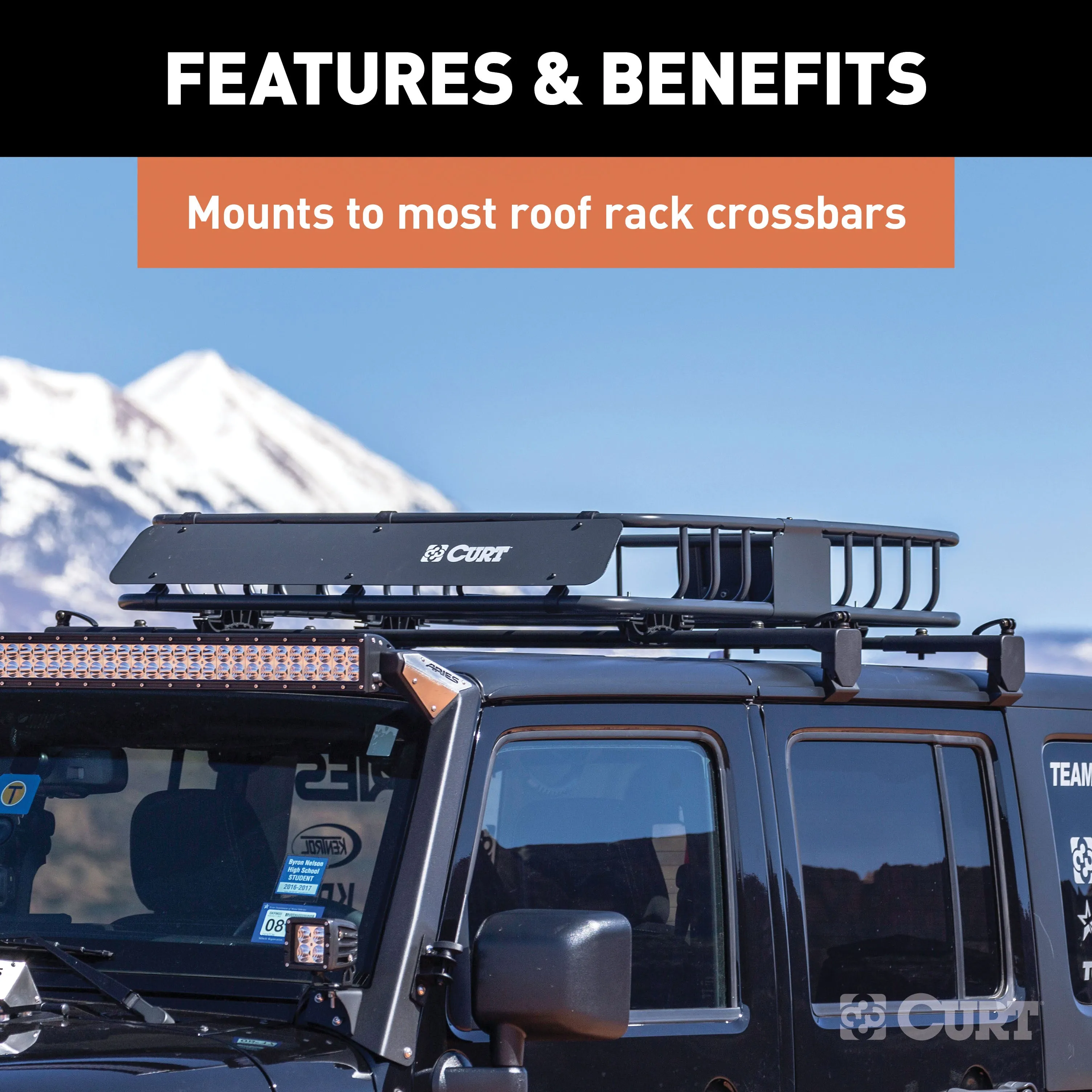 CURT 18115 CURT 18115 Universal 42 x 37-Inch Black Steel Roof Rack Rooftop Cargo Carrier