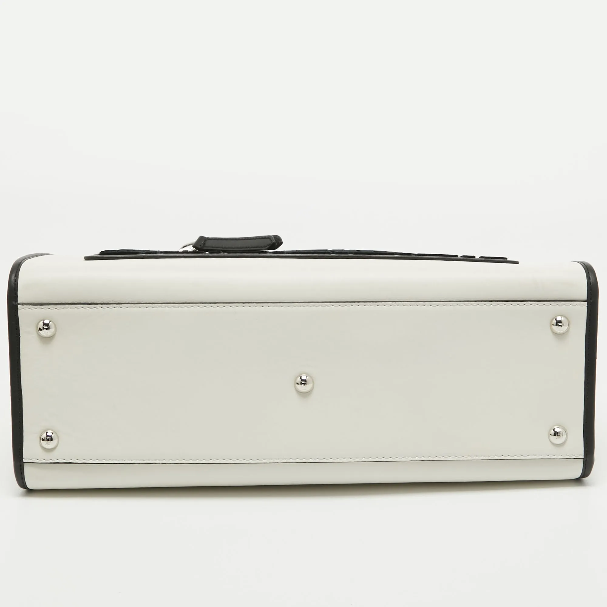 Fendi  Leather And Velvet Ff Runaway Top Handle Bag