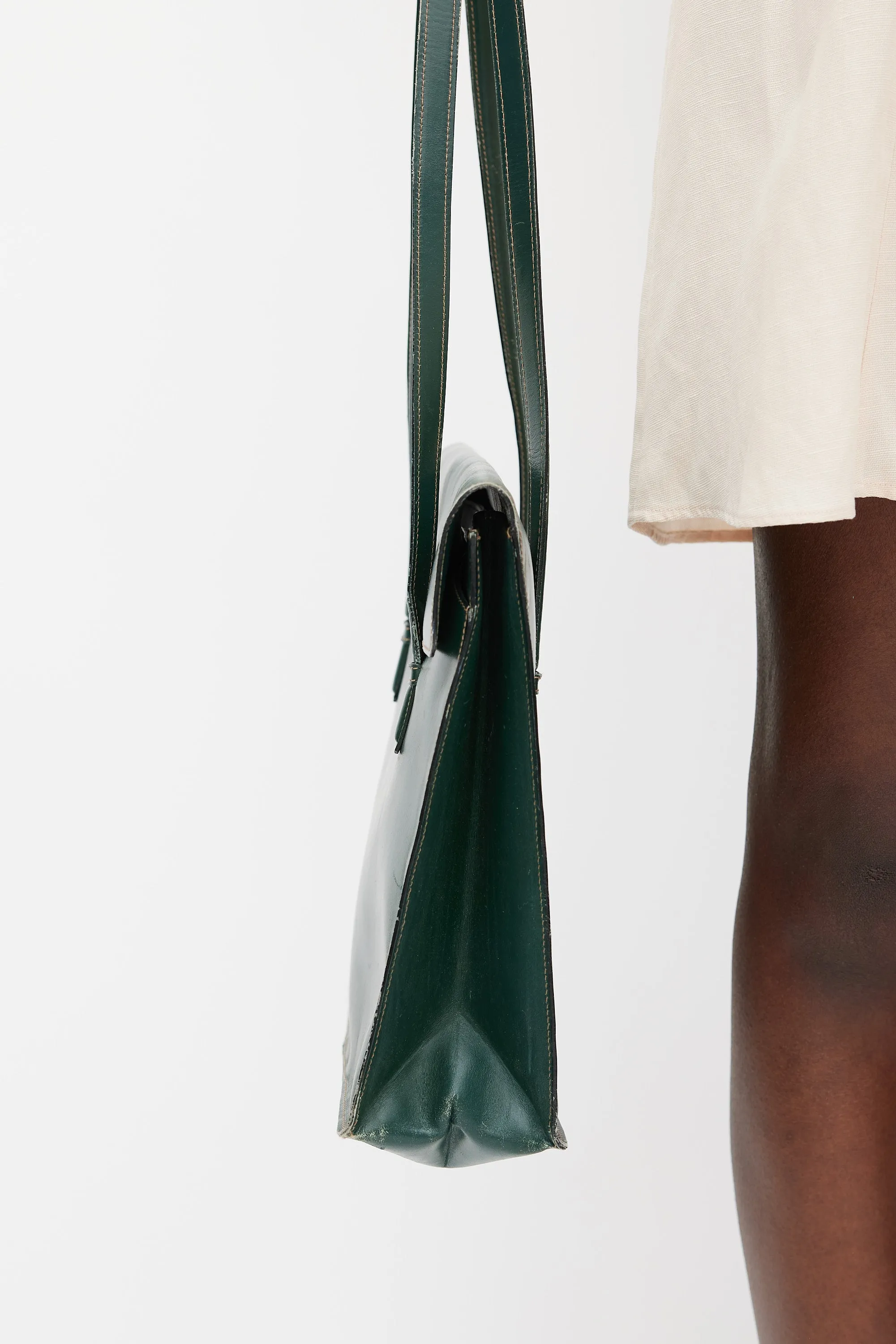 Green Leather Tote Bag