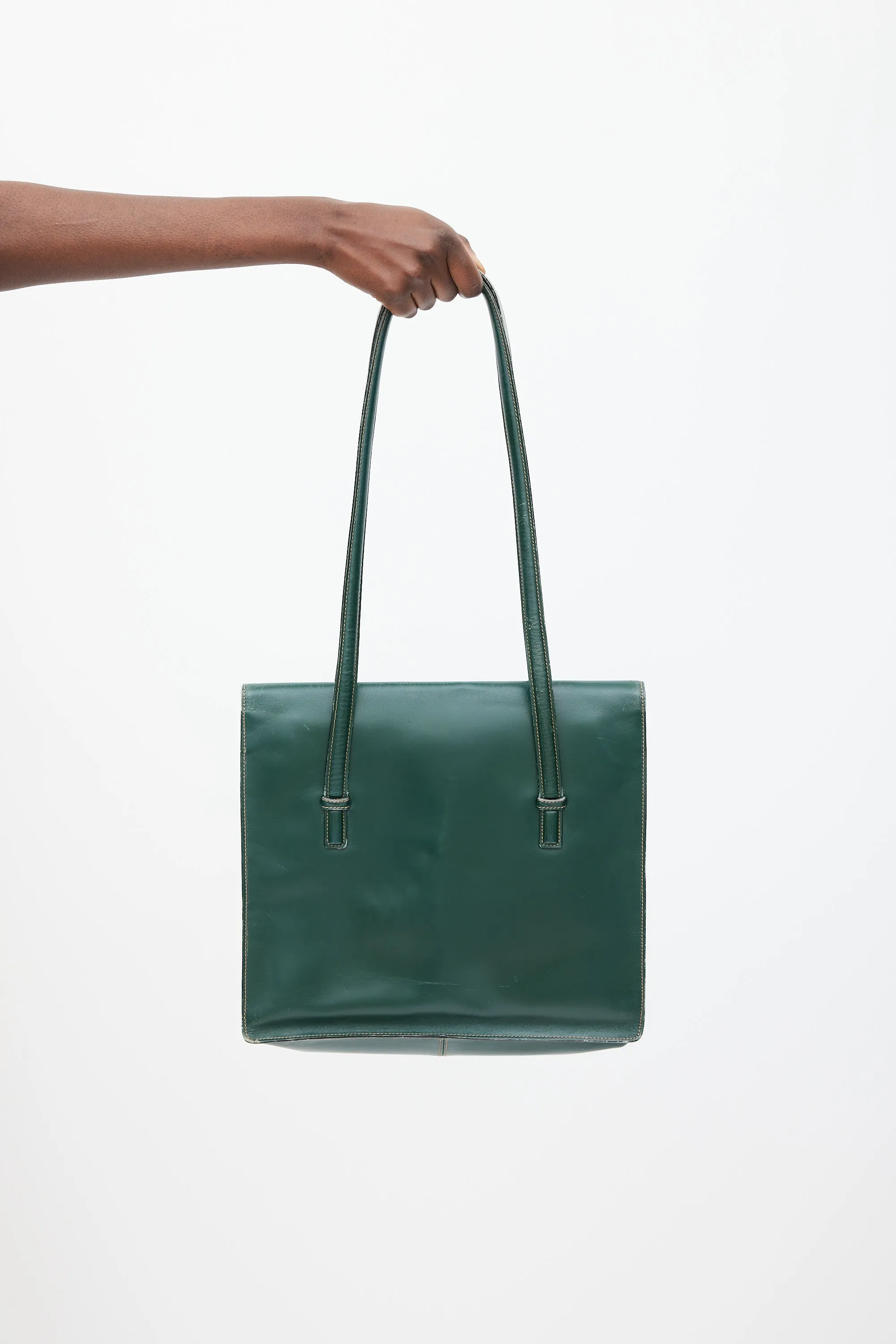 Green Leather Tote Bag