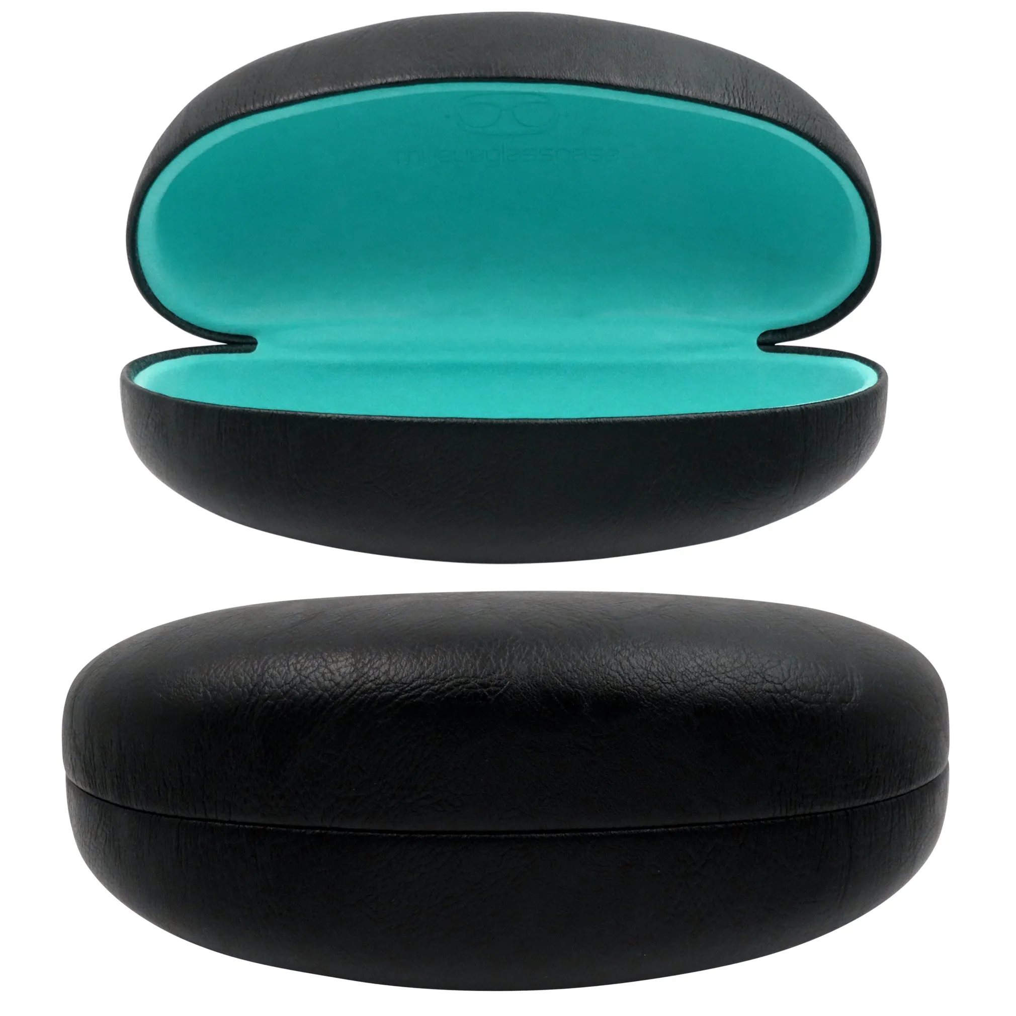 Large Hard Sunglasses Case - Eyeglass Case for Large to Extra Large curved Frames with Pouch & cloth (AS413 Black)