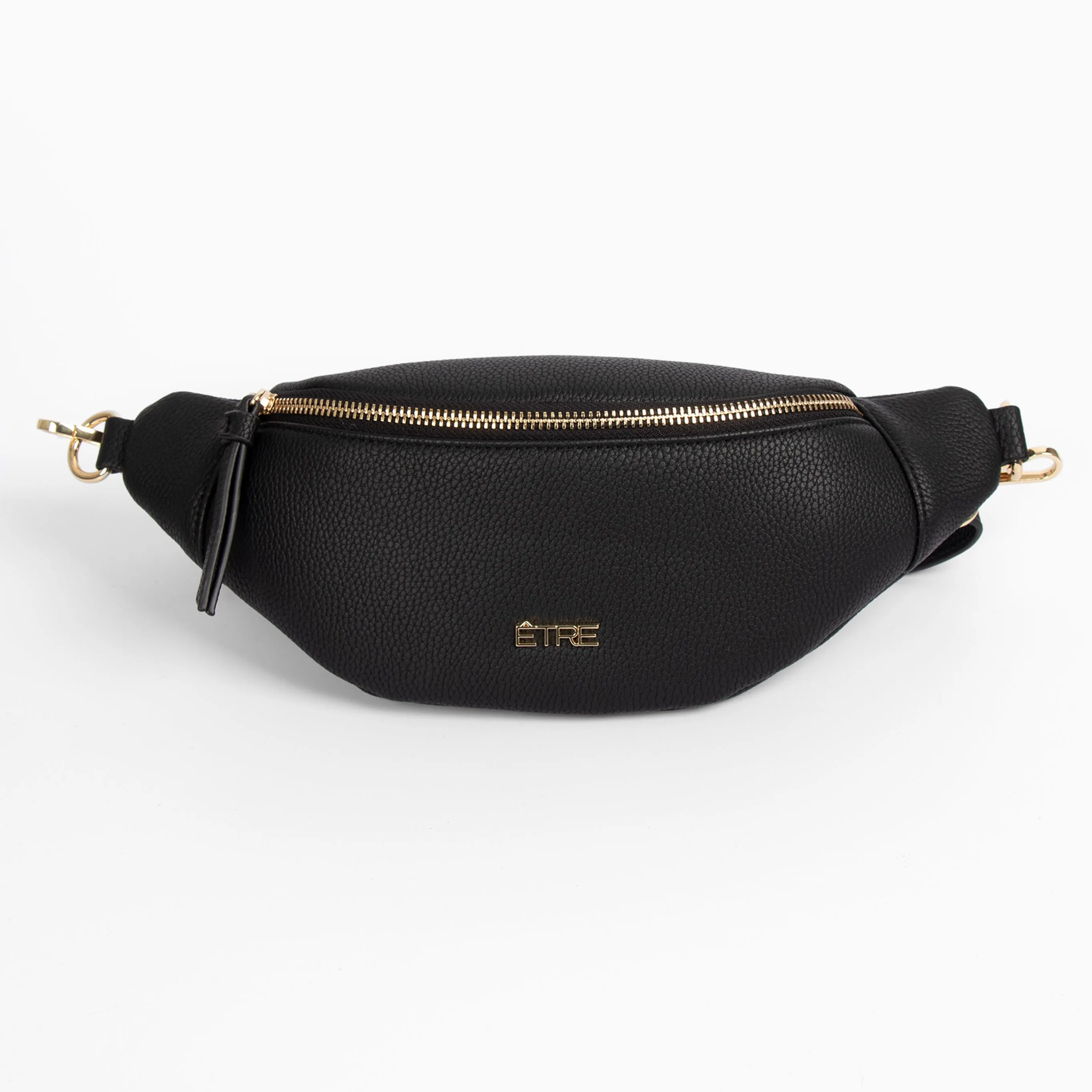 Lola Bum Bag - Black, Pebbled Faux Leather