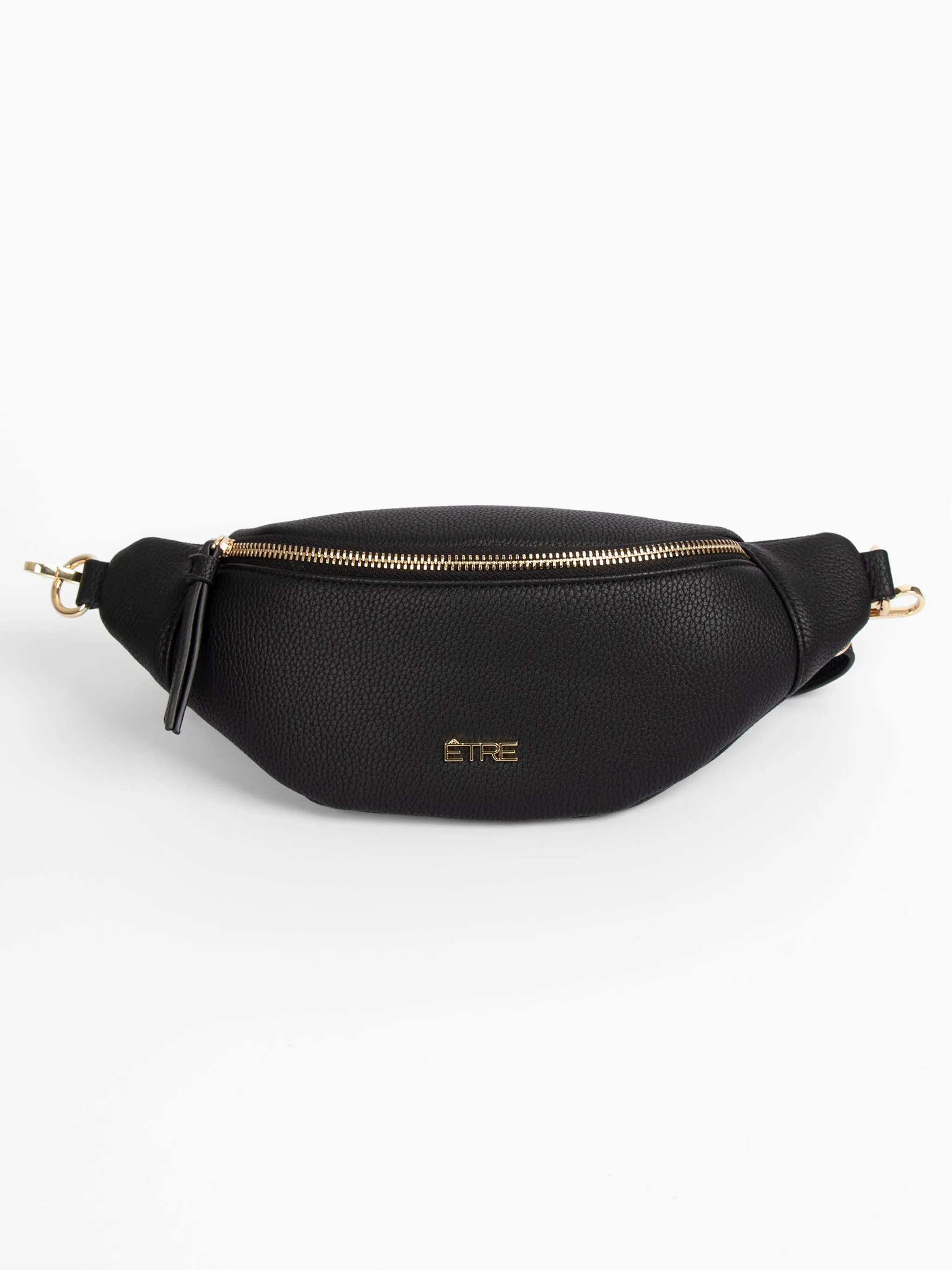 Lola Bum Bag - Black, Pebbled Faux Leather
