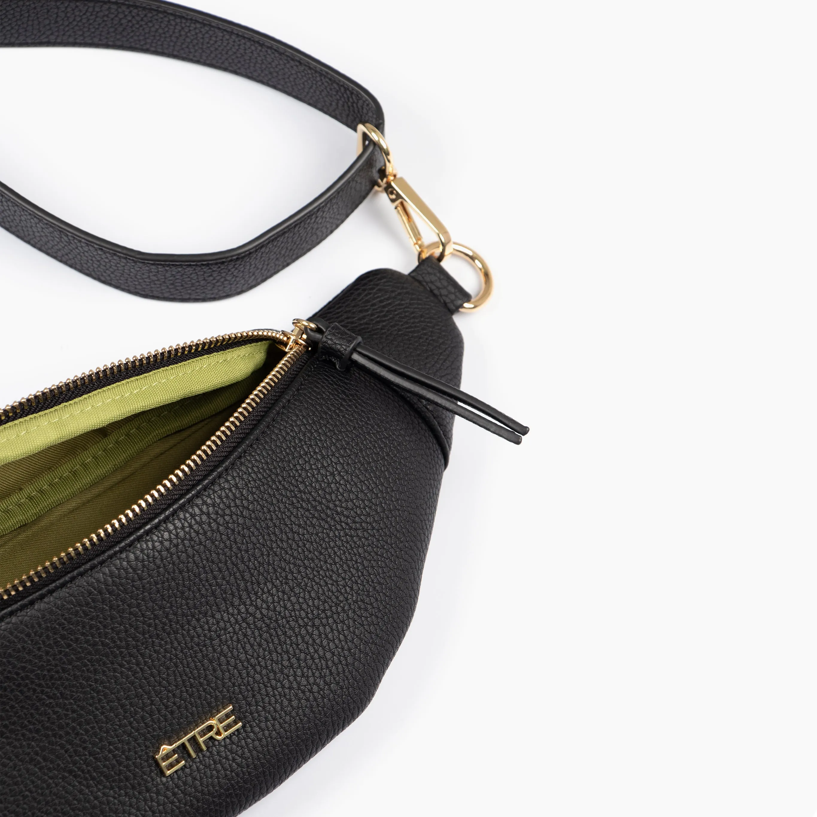 Lola Bum Bag - Black, Pebbled Faux Leather