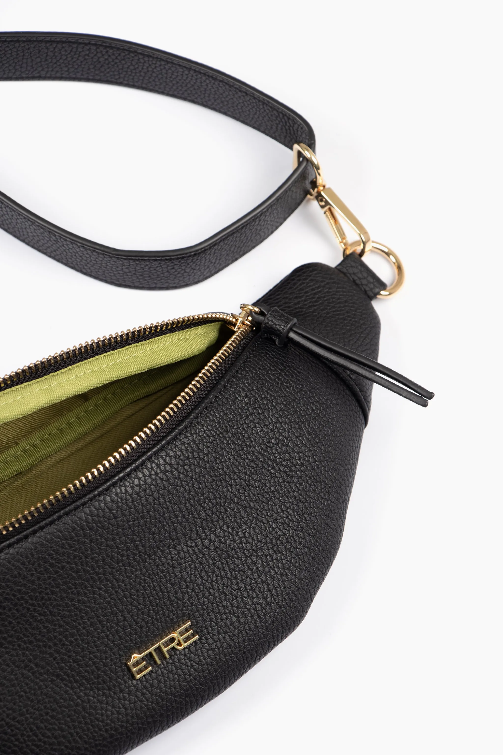 Lola Bum Bag - Black, Pebbled Faux Leather