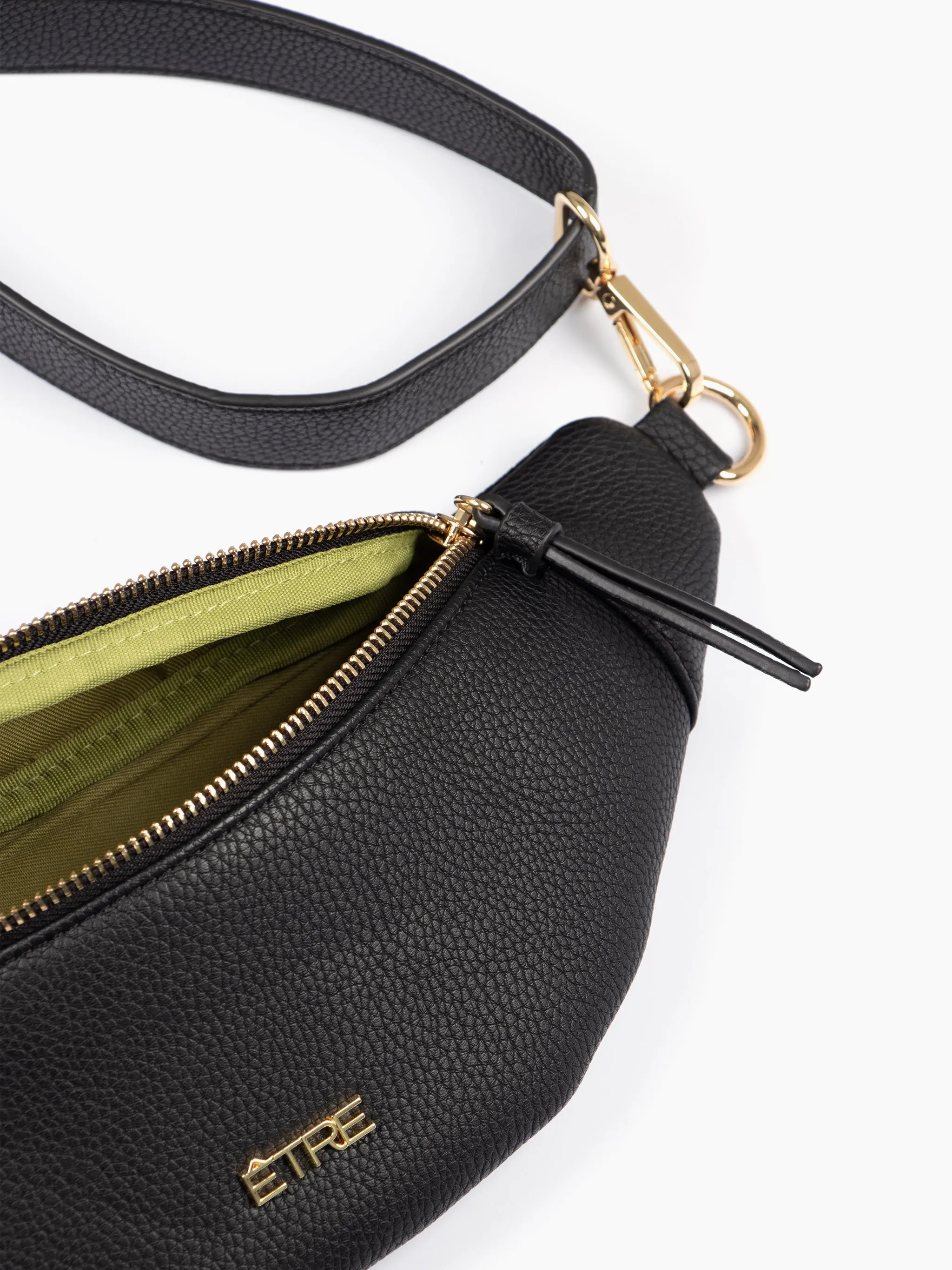 Lola Bum Bag - Black, Pebbled Faux Leather
