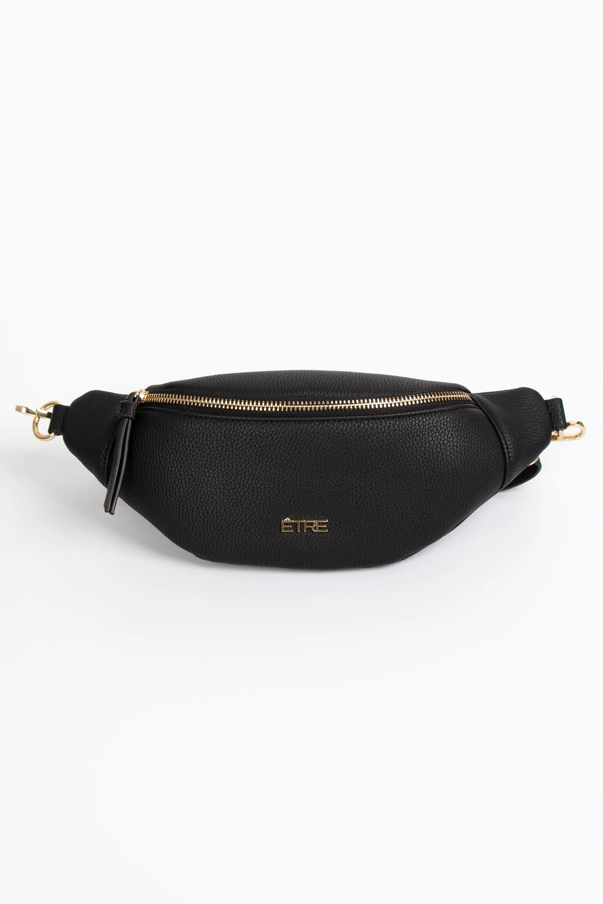 Lola Bum Bag - Black, Pebbled Faux Leather
