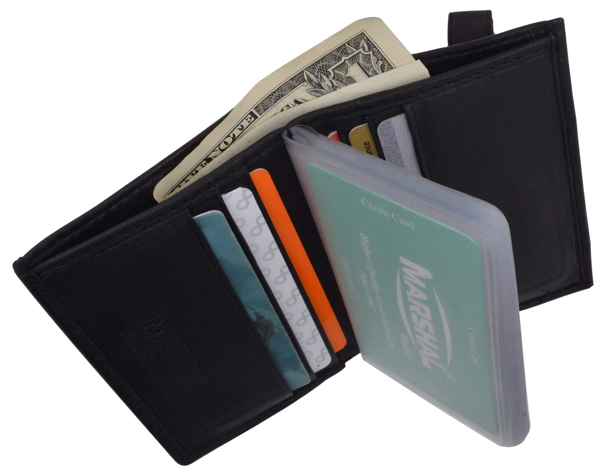 Men's Genuine Leather Multi-Credit Card Holder Wallet W/Protective Band