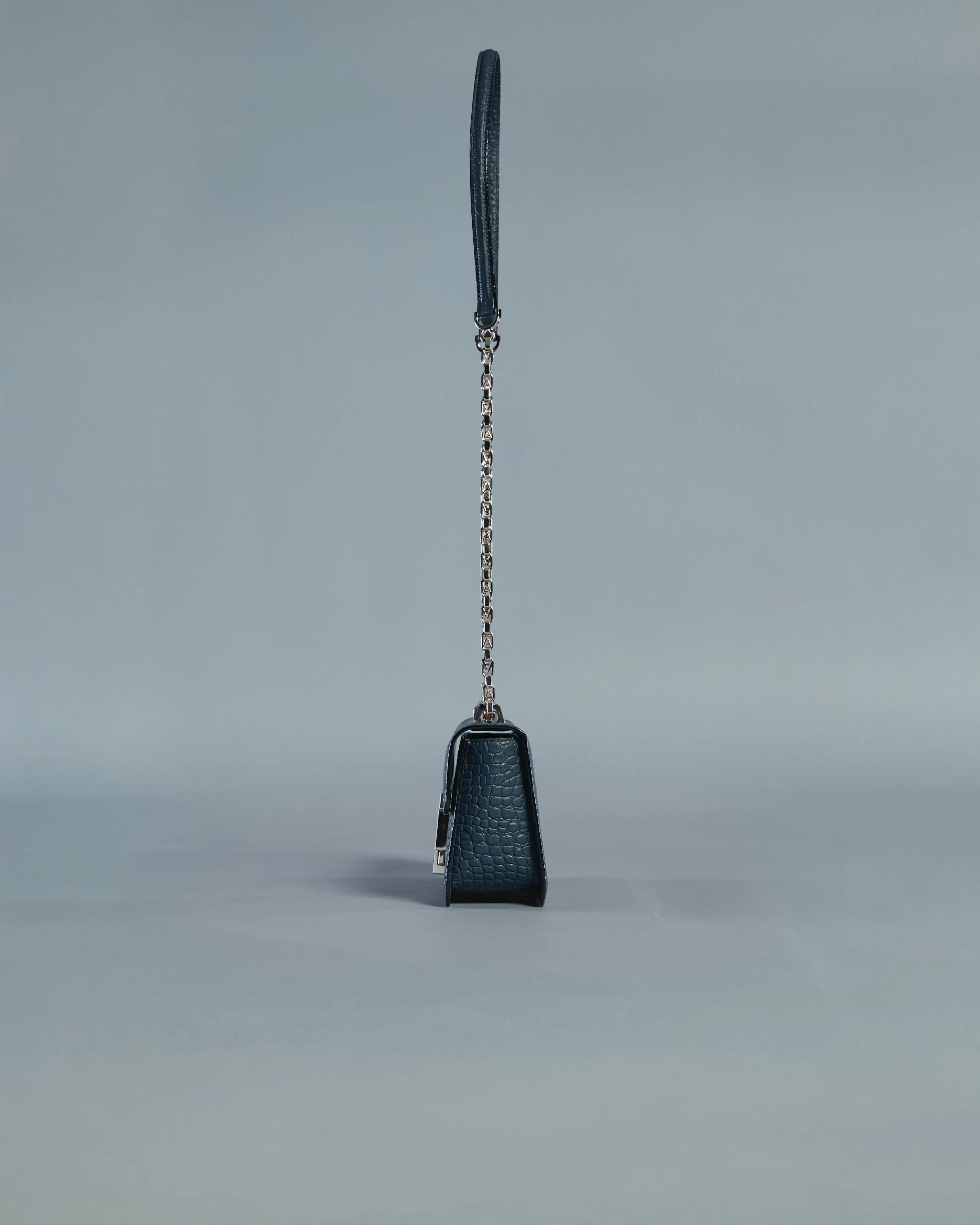 Monochrome Croc Skin Effect Crossbody Bag