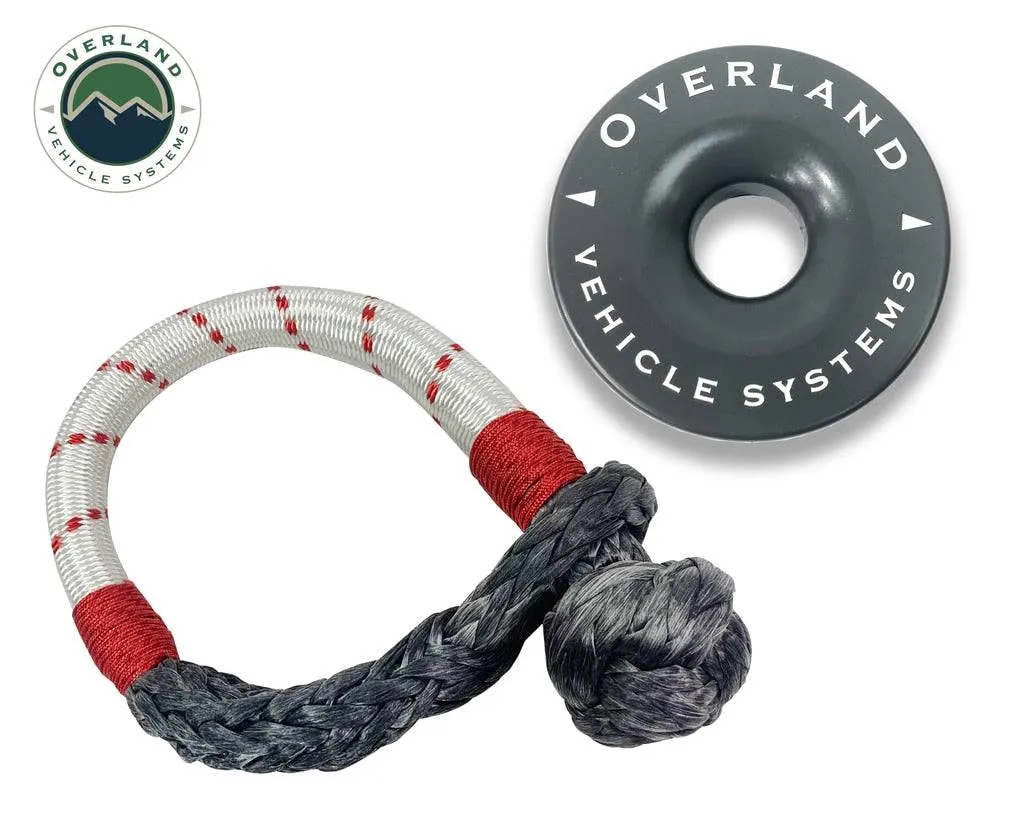 Overland Vehicle Systems Combo Pack Soft Shackle 7/16" 41,000 lb. and Recovery Ring 4.0" 41,000 lb. Gray | Universal
