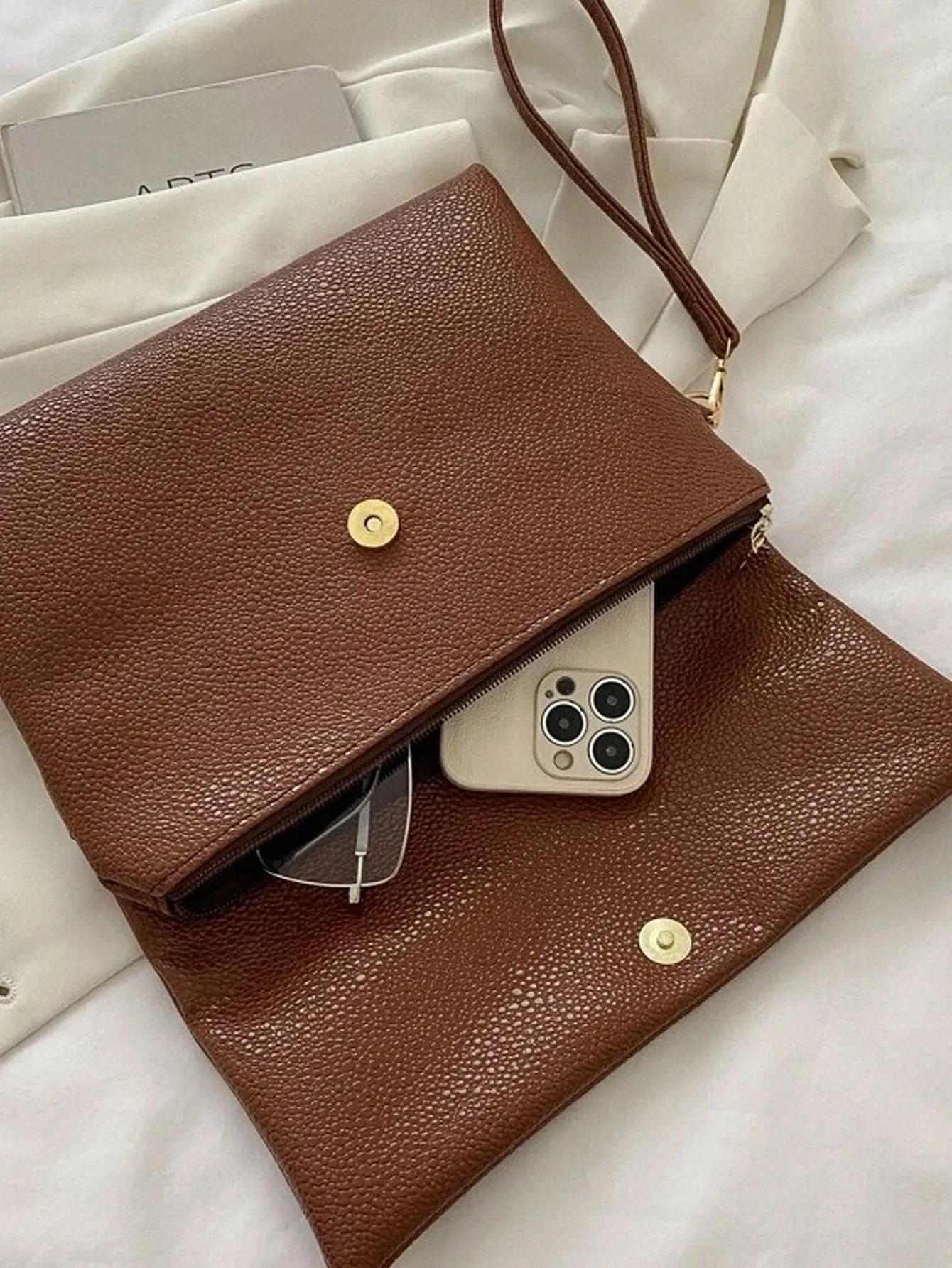 SHEIN Fashionable,Minimalist,Casual,Litchi Embossed Flap Square Bag For Girl, Teen Girls