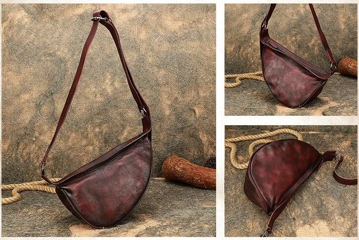 Vintage Leather Crossbody Chest Bag For Women Sling Pack