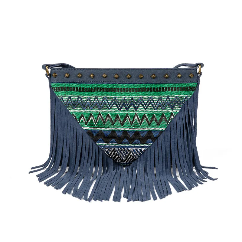 Western Womens PU Leather Fringe Crossbody Purse Boho Purses for Women