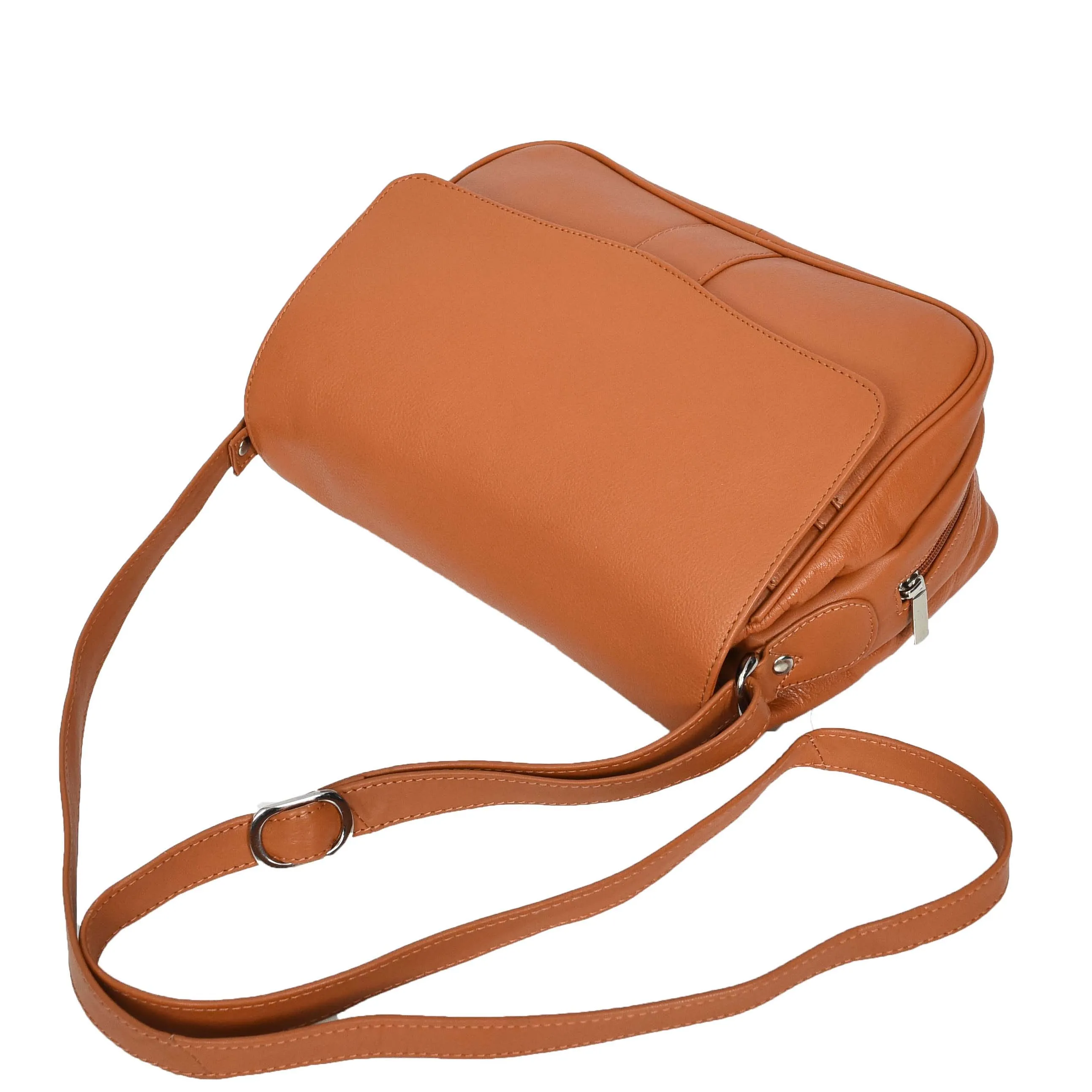 Womens Leather Classic Organiser Bag Matilda Cognac