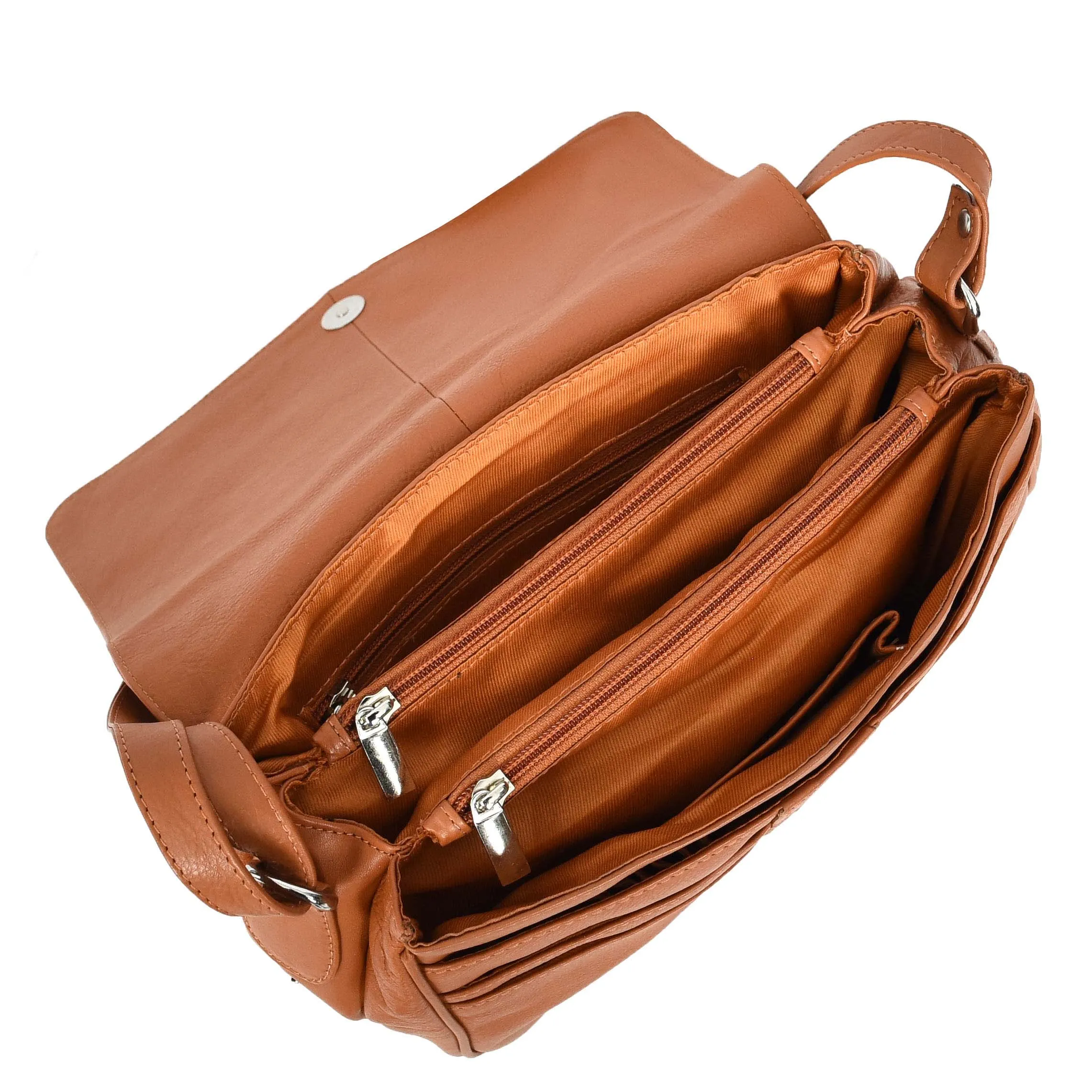 Womens Leather Classic Organiser Bag Matilda Cognac