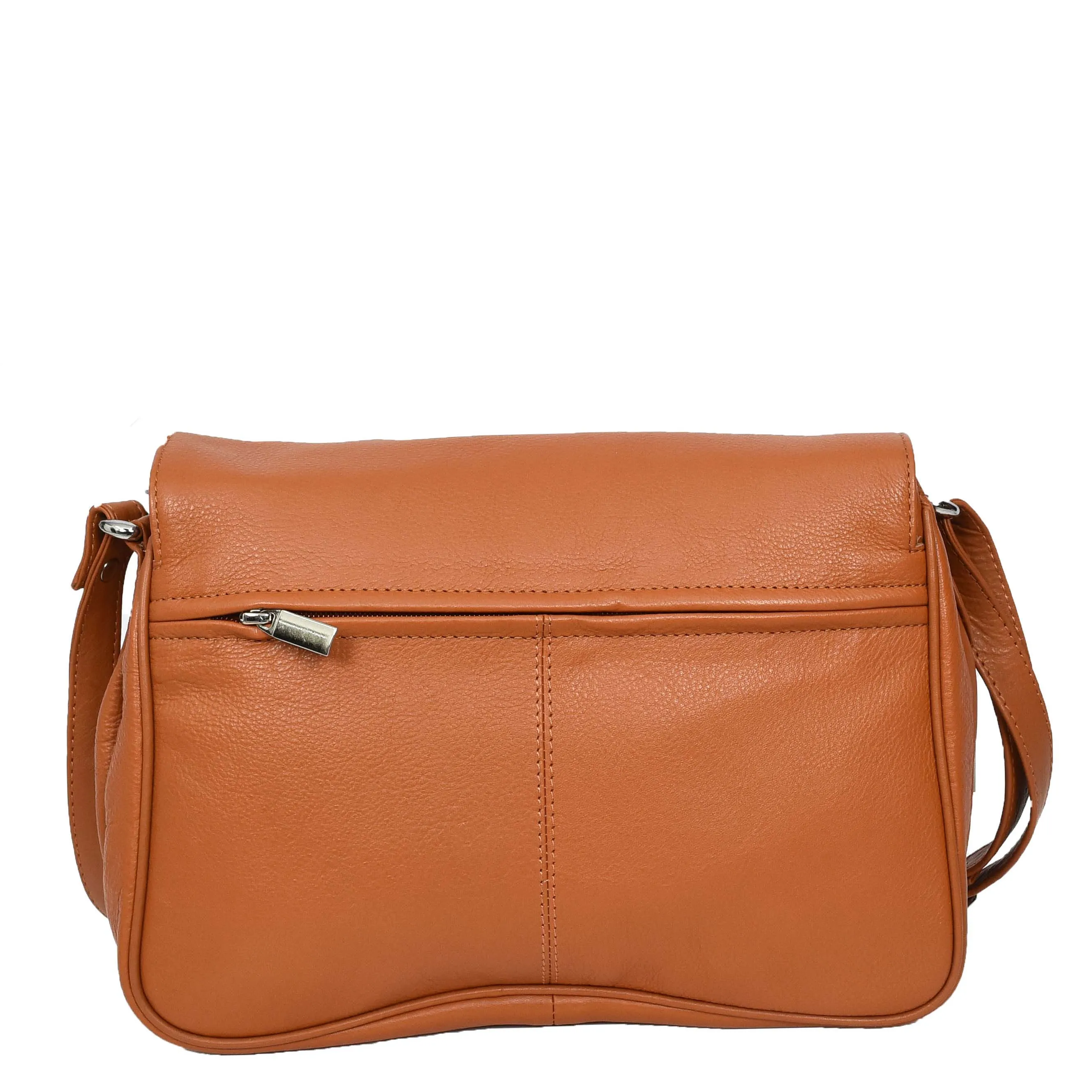 Womens Leather Classic Organiser Bag Matilda Cognac