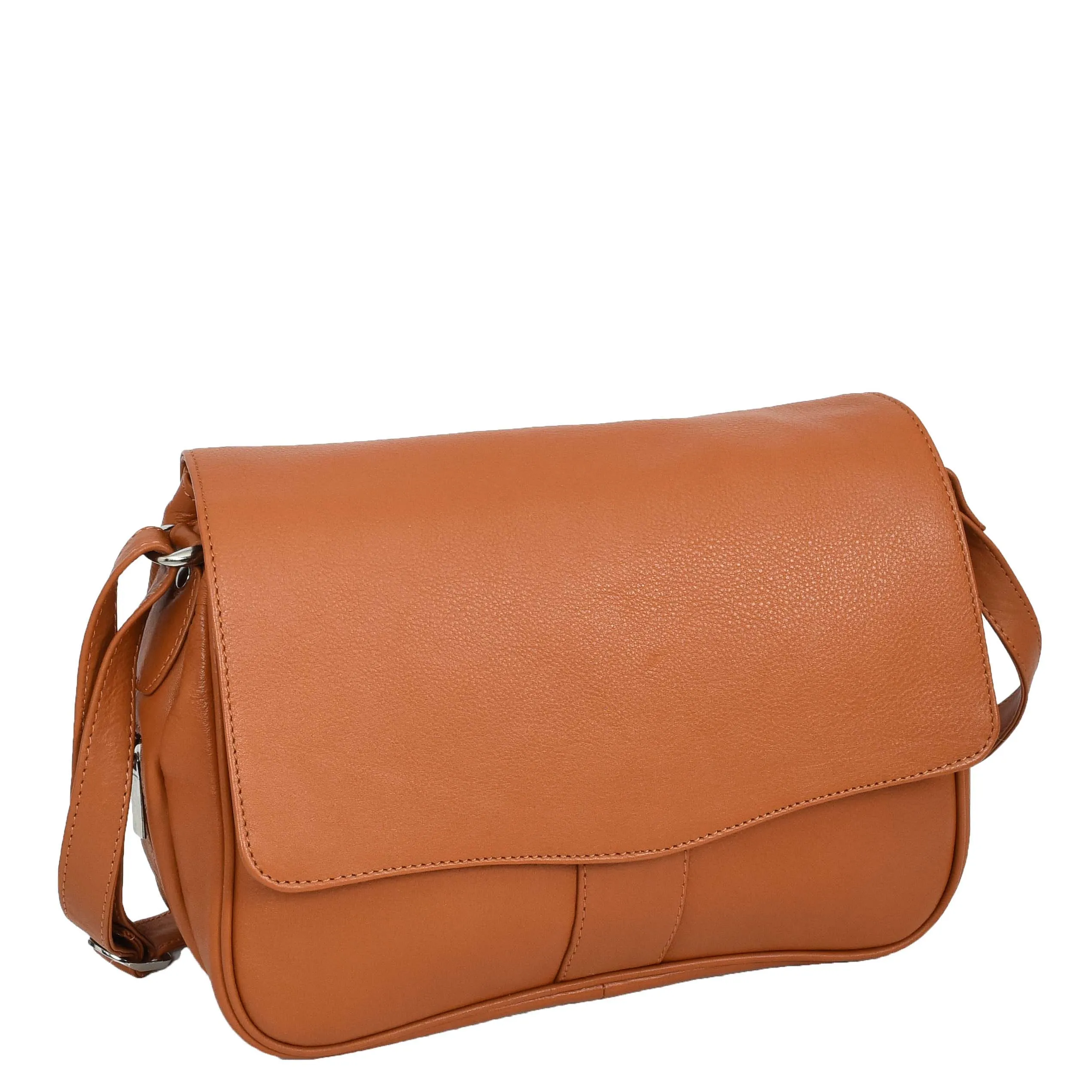 Womens Leather Classic Organiser Bag Matilda Cognac