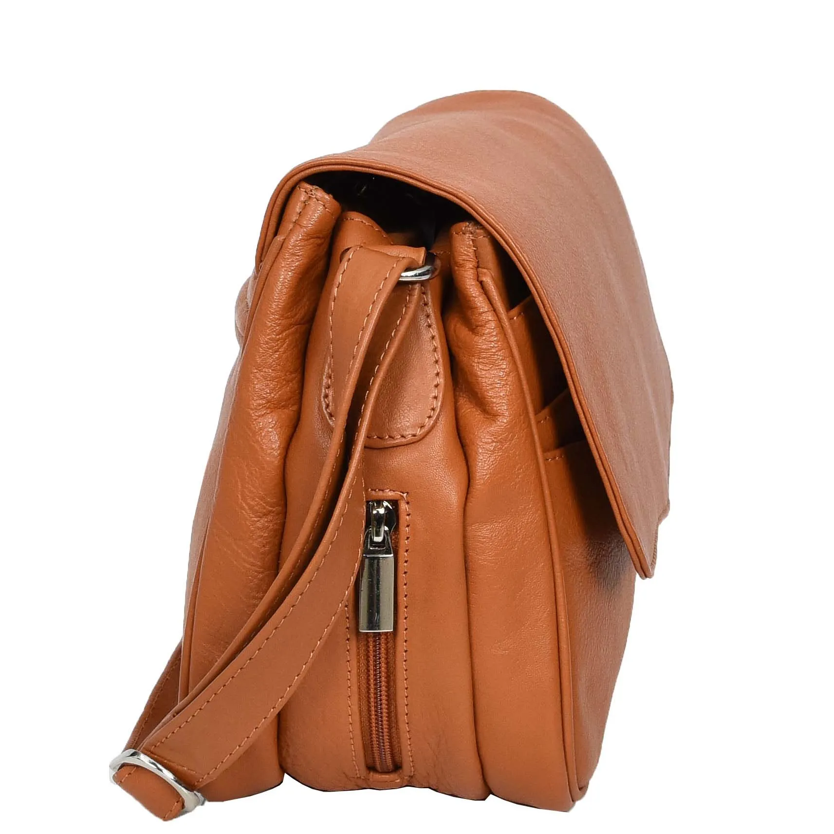Womens Leather Classic Organiser Bag Matilda Cognac