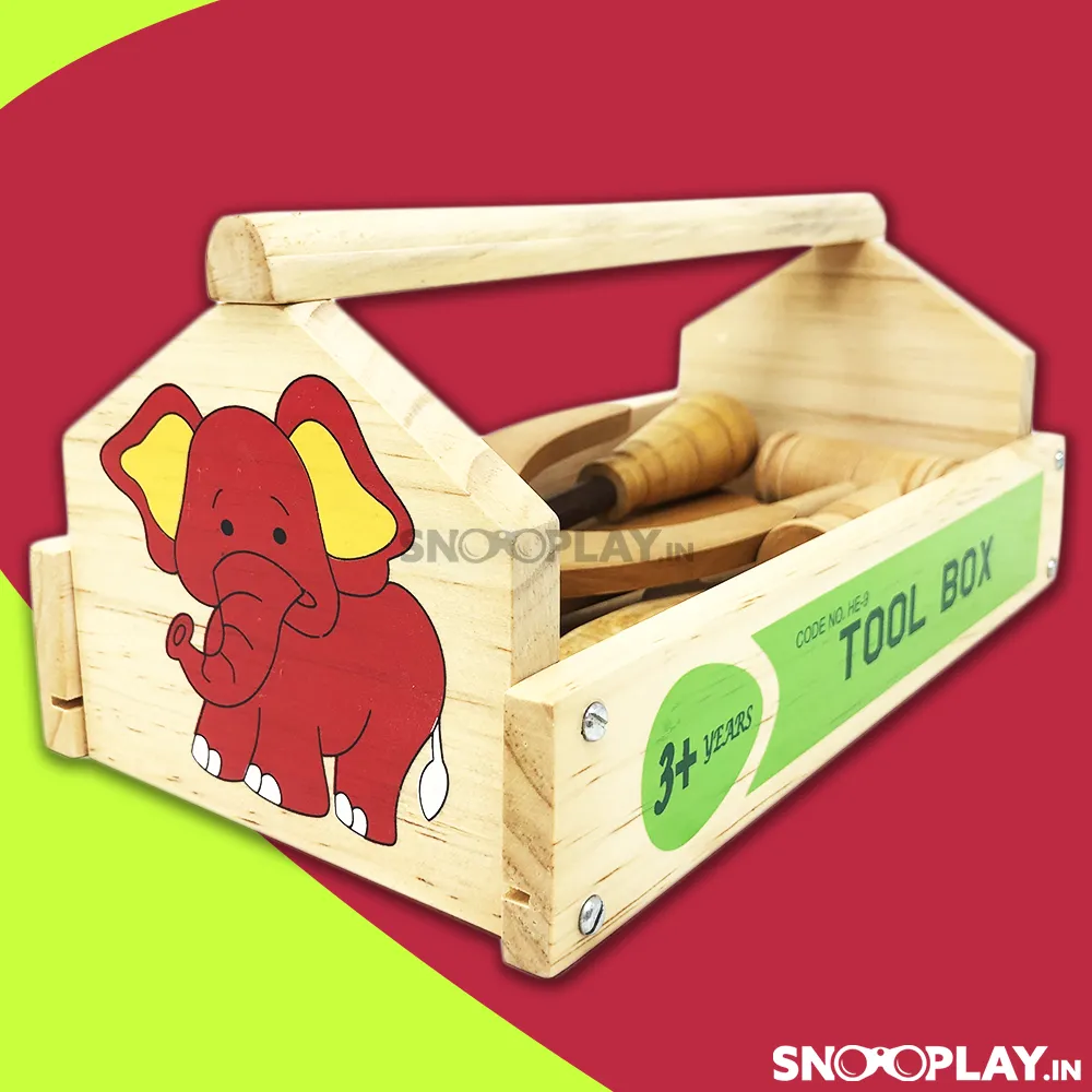 Wooden Tool Set With Tool Box Pretend Play Toy