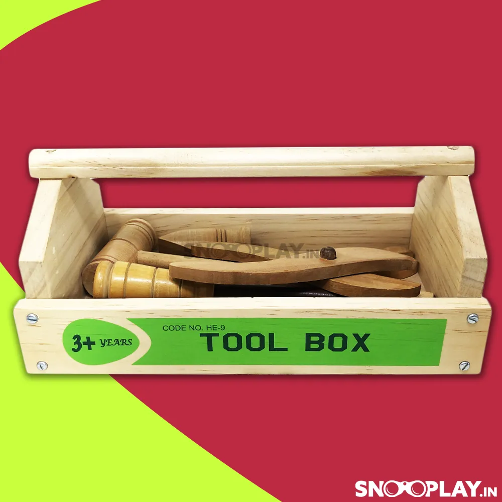 Wooden Tool Set With Tool Box Pretend Play Toy